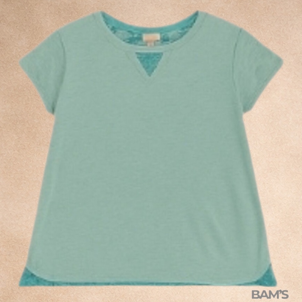 Allison‎ Brittney Tunic Top - Size Small - Aqua Heathered Knit w/ Teal Accents